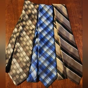 Essante Neckwear Elegant Men's Tie Set - Blue, Brown, Tan